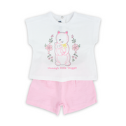 Baby Girls Cotton Outfit Set – White & Pink