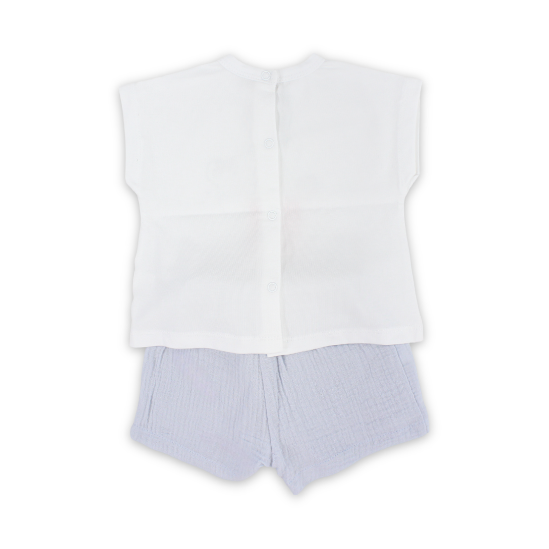 Baby Girls Cotton Outfit Set – White with Hello Kitty Print