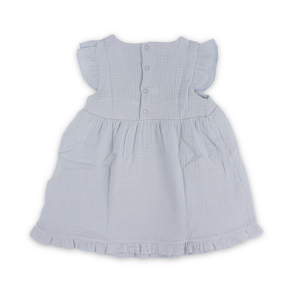 Baby Girls Cotton Dress – Baby Blue with Bows Design