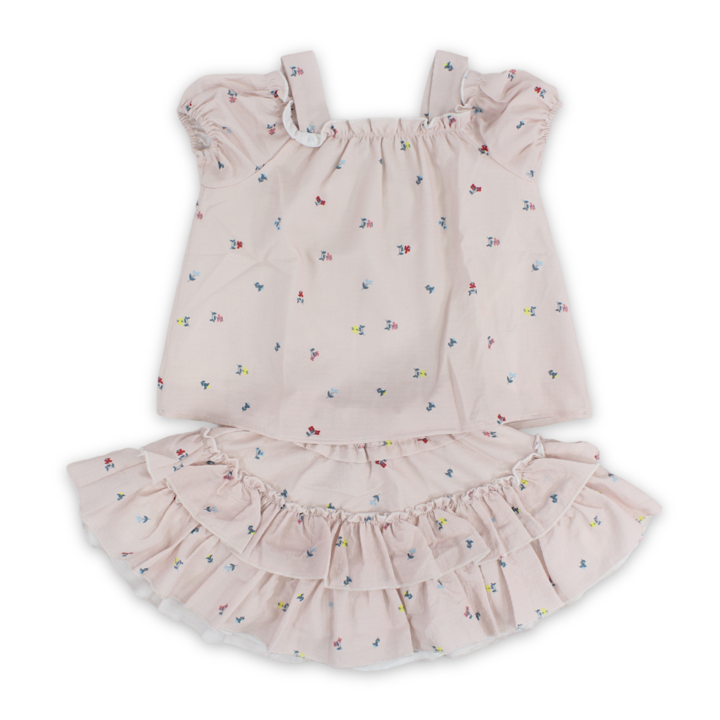 Girls Cotton Outfit Set – Pink - Clothing - Pompelo