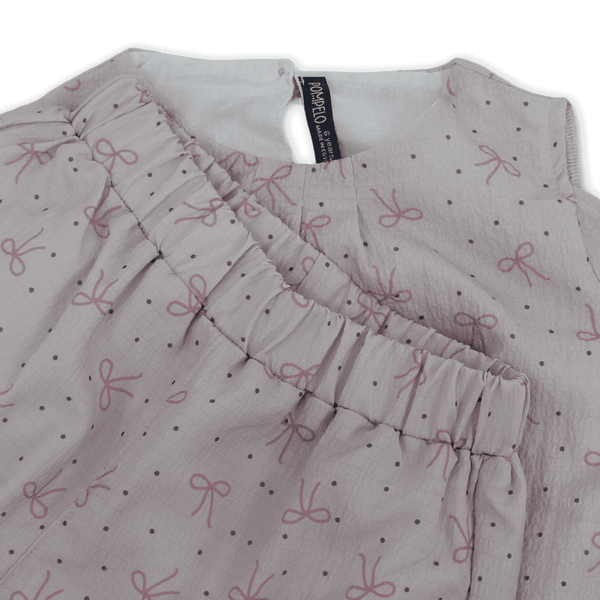 Girls Cotton Outfit Set – Pink with Bows Print