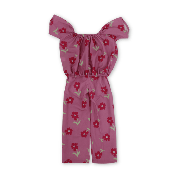 Girls Cotton Outfit Set – Pink with Flowers Print