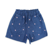 Girls Denim Short – Floral Embroidery