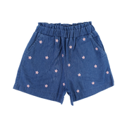 Girls Denim Short – Floral Embroidery