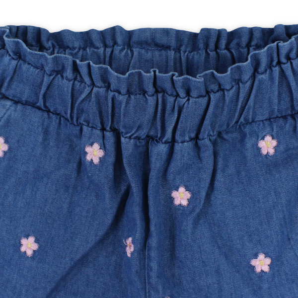 Girls Denim Short – Floral Embroidery