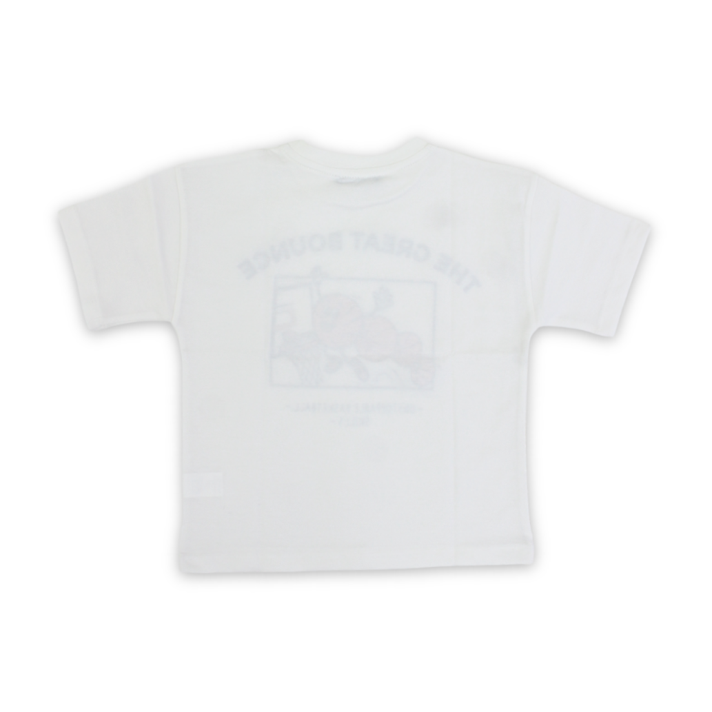 Boys Cotton T-Shirt – Off-White with "The Great Bounce" Print