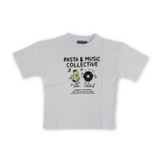 Boys Cotton T-Shirt – White with "Pasta & Music Collective" Print