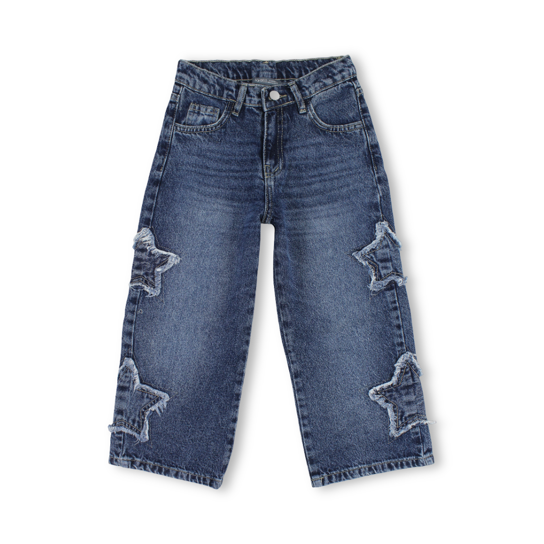 Girls Denim Pants – Stars Design