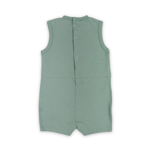 Baby Boys Cotton Romper – Mint with Dino Print
