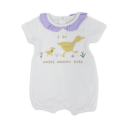Baby Girls Cotton Romper – White with Duck Print