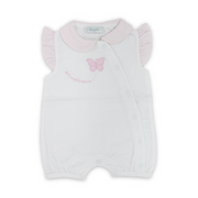 Baby Girls Cotton Romper – White with Butterfly Embroidery