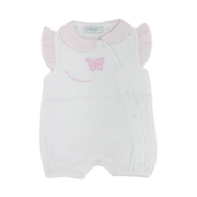 Baby Girls Cotton Romper – White with Butterfly Embroidery