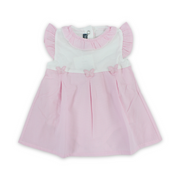 Baby Girls Cotton Dress – Pink with Butterflies Embroidery