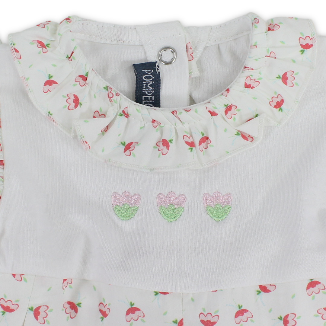 Baby Girls Cotton Romper Dress – White