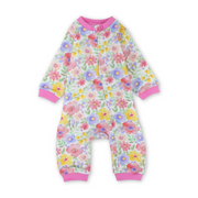 Baby Girls Cotton Baby Footie – Multicolor with Flowers Print