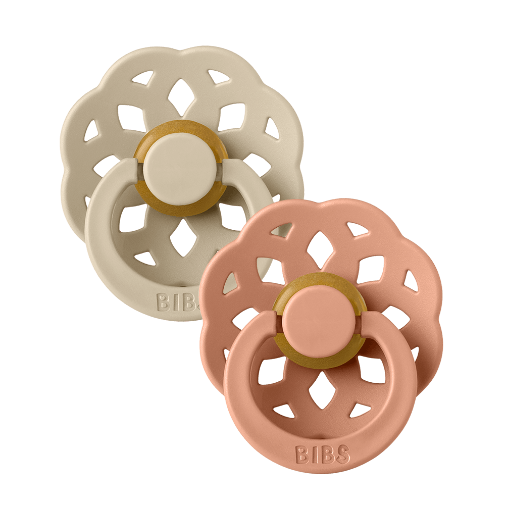 BIBS Boheme Pacifier 2 PACK Latex Size 2 Vanilla/Peach