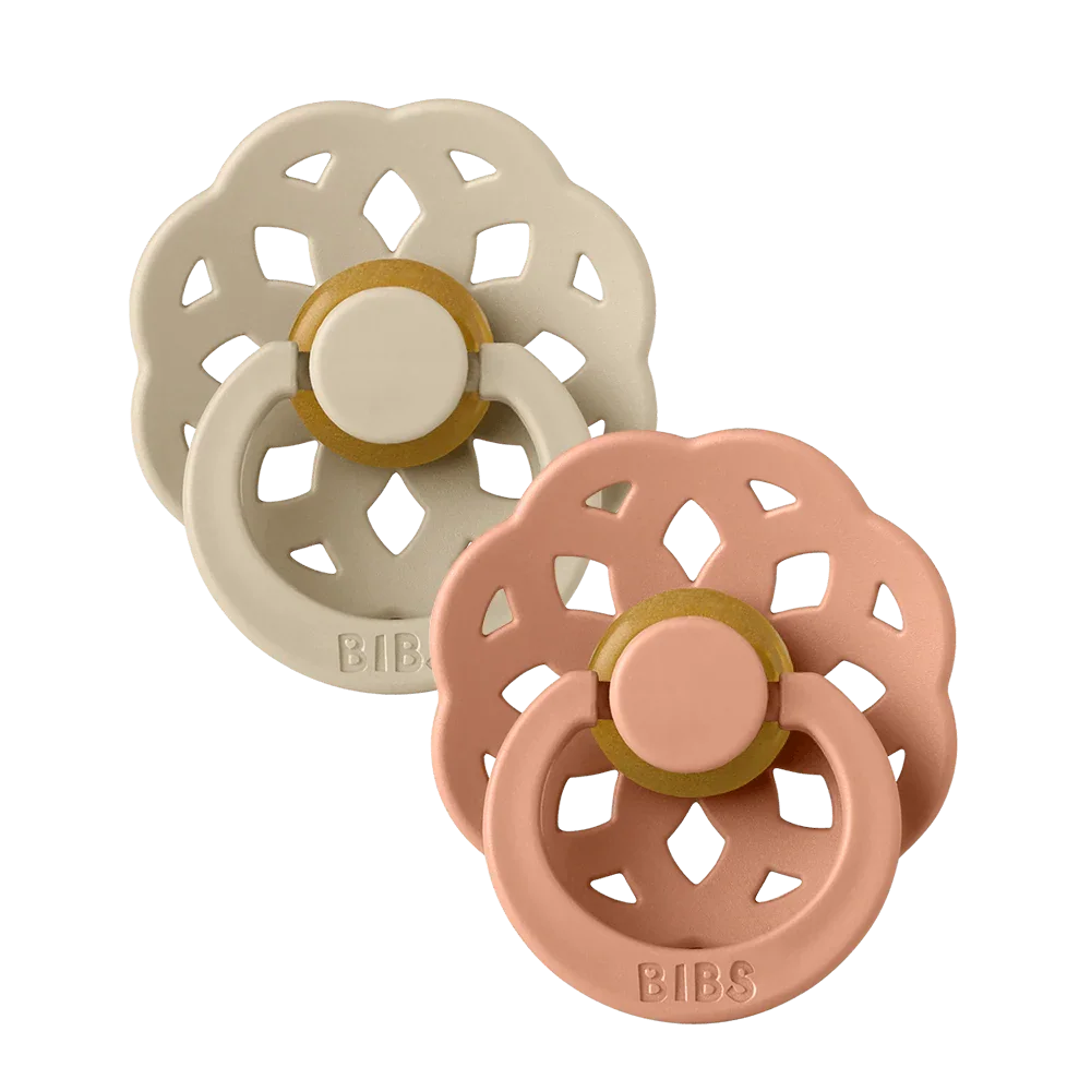 BIBS Boheme Pacifier 2 PACK Latex Size 2 Vanilla/Peach - Baby Essentials