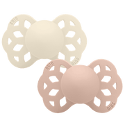 BIBS Infinity Pacifier Anatomical Teat 6-18 months Ivory & Blush Pack of 2