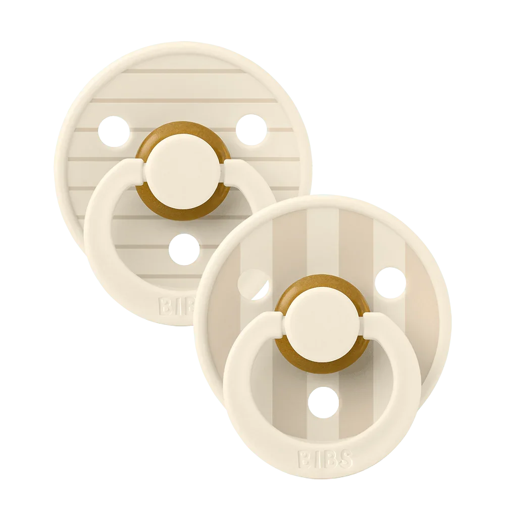 Pack of 2 - BIBS Pacifier Studio Colour Pin Latex Size 2 Ivory Vanilla Mix - Baby Essentials - Kangs World Egypt