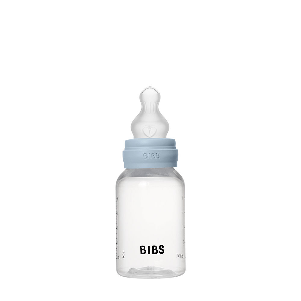 BIBS Round Silicone Baby Bottle 1-Pack 150 ml Slow Flow – Baby Blue