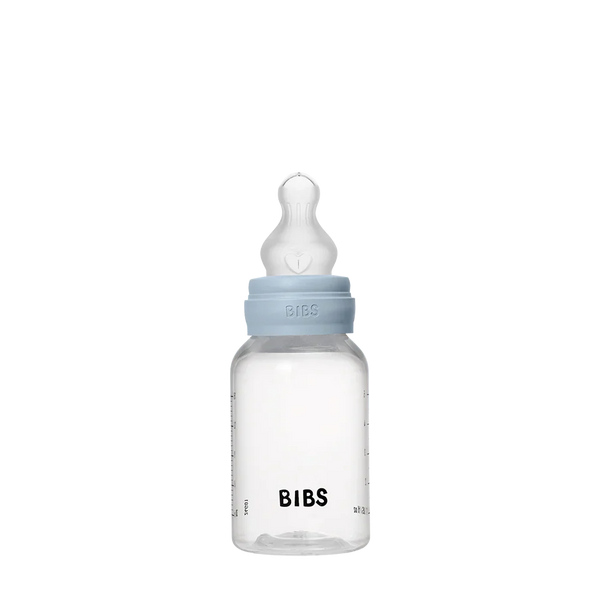 BIBS Round Silicone Baby Bottle 1-Pack 150 ml Slow Flow – Baby Blue