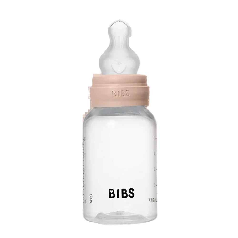 BIBS Round Silicone Baby Bottle 1-Pack 150ml Slow Flow – Blush