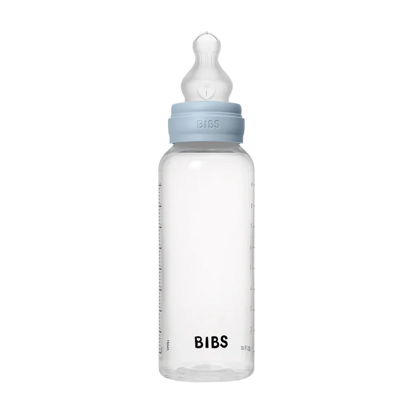 BIBS Round Silicone Baby Bottle 1-Pack 270 ml Medium Flow - Baby Blue