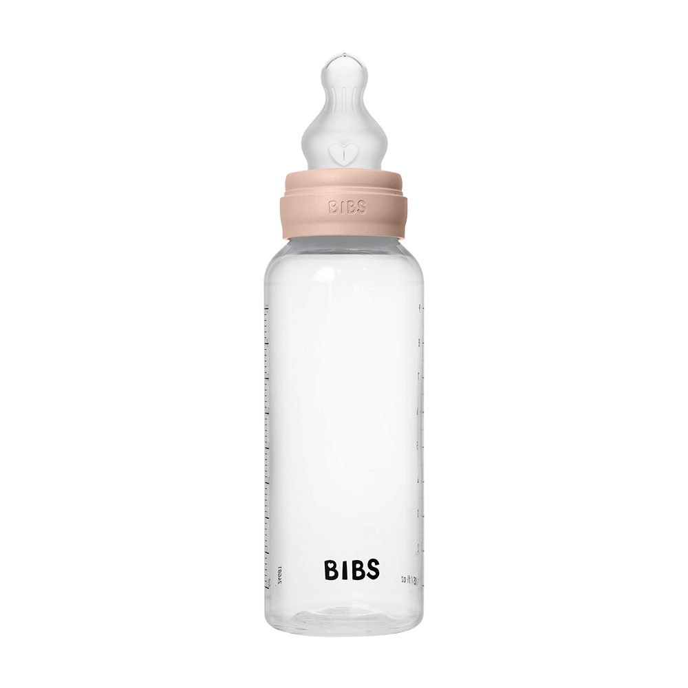 BIBS Round Silicone Baby Bottle 1-Pack 270 ml Medium Flow – Blush
