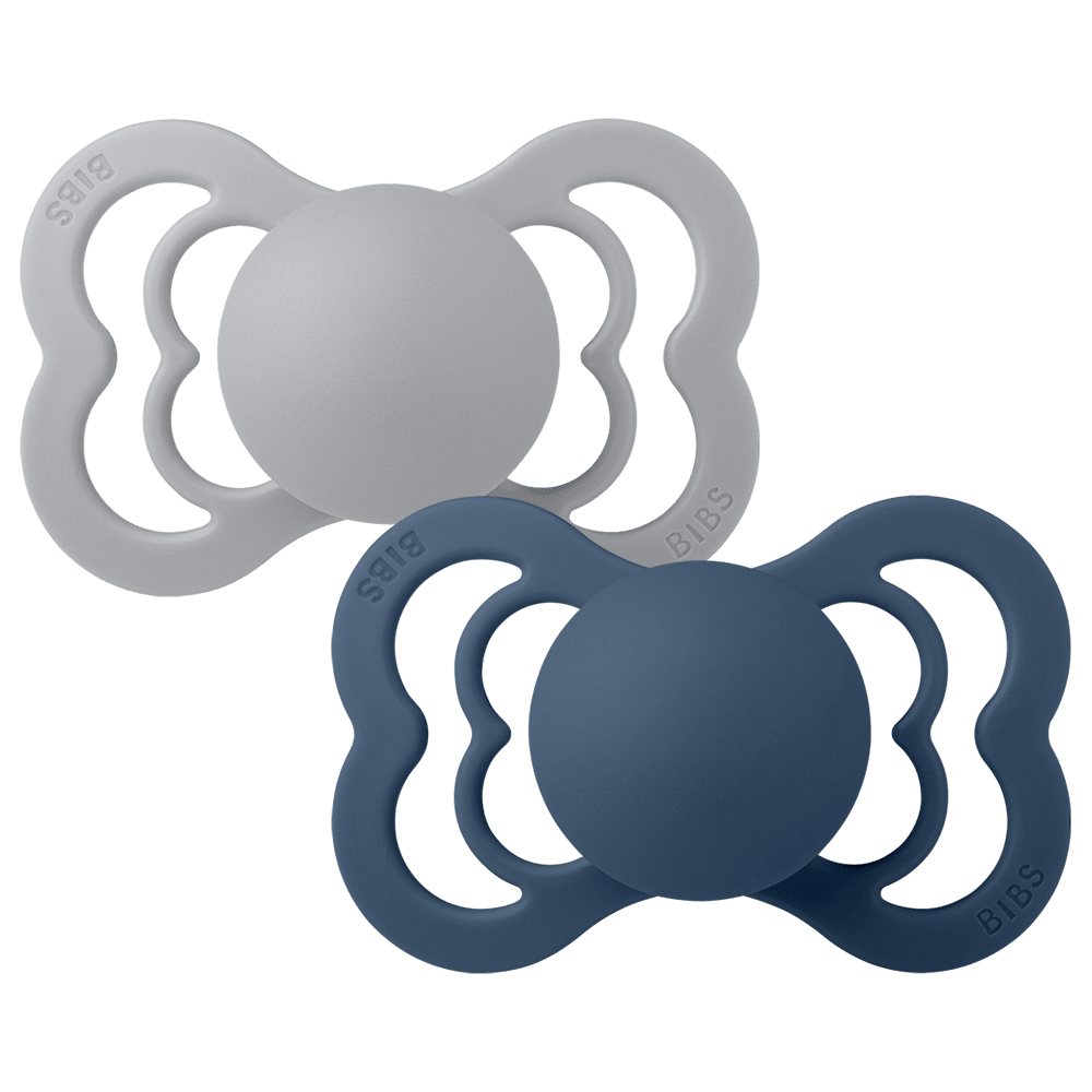 BIBS Supreme Cloud & Steel Blue Silicone - Size 2 (Pack Of 2)