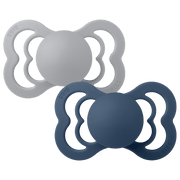 BIBS Supreme Cloud & Steel Blue Silicone - Size 2 (Pack Of 2)