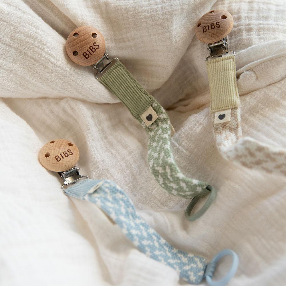 BIBS Pacifier Clip Braided Sage/Ivory