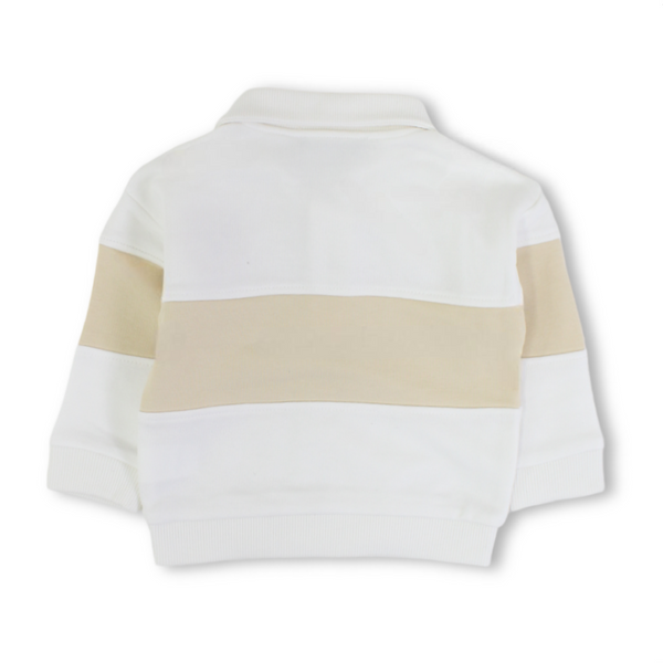 Baby Boys Cotton Sweatshirt – Off-White with Teddy Bear Design