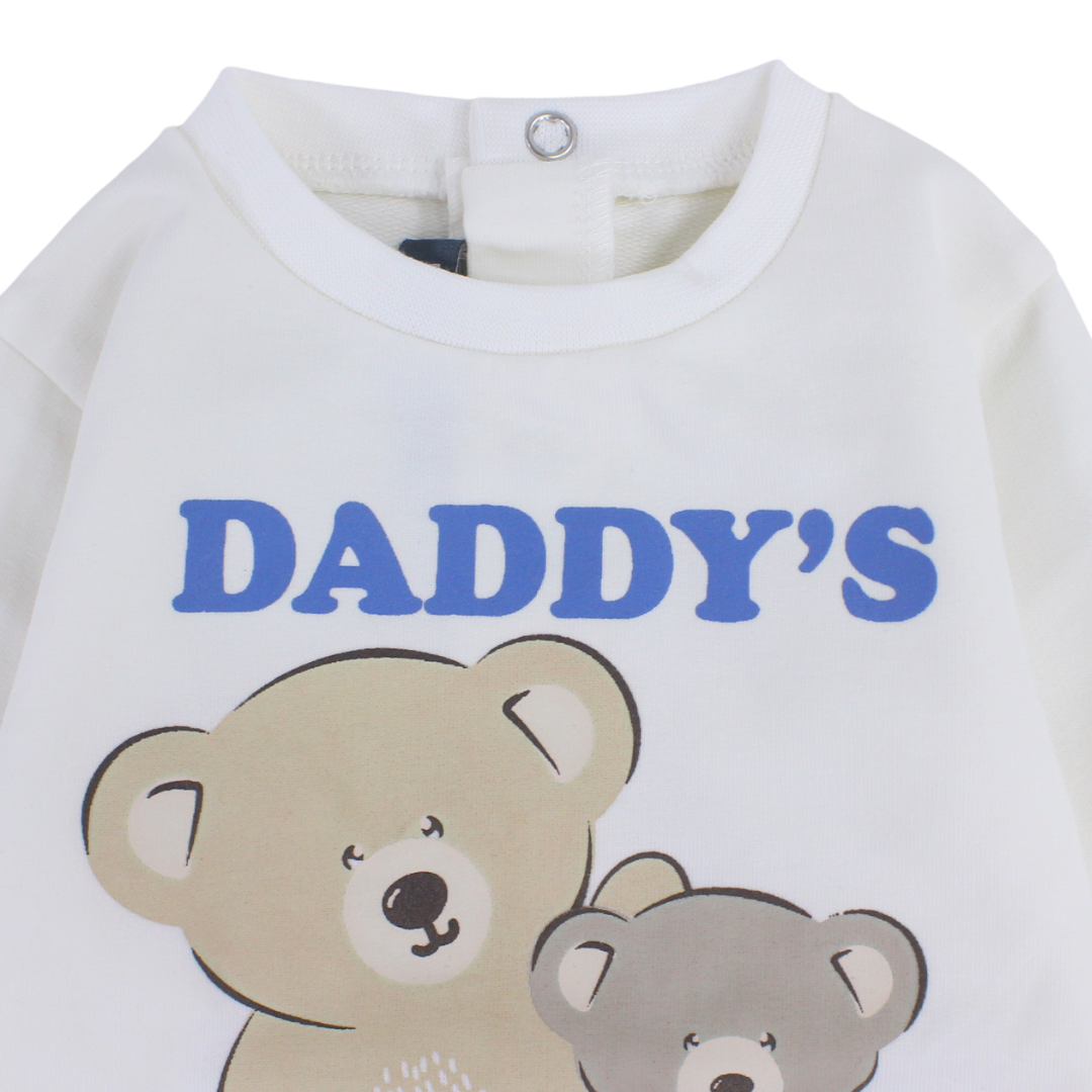 Baby Boys Cotton T-Shirt – Off-White with "Daddy’s" Print