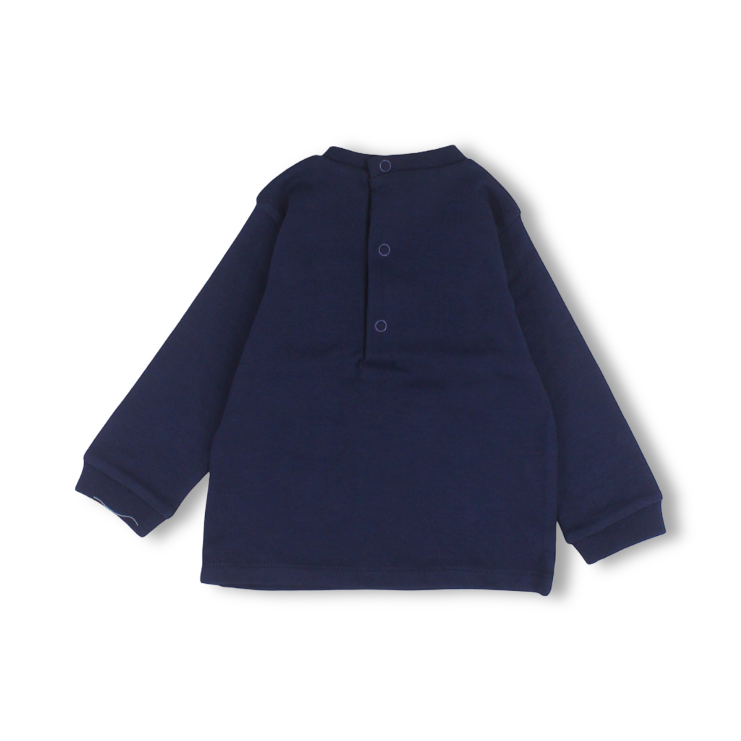 Baby Boys Cotton T-Shirt – Navy with "Adorable" Print