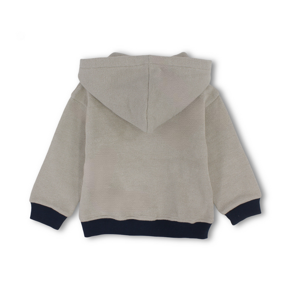Baby Boys Cotton Hooded Jacket – Beige with Tiger Embroidered