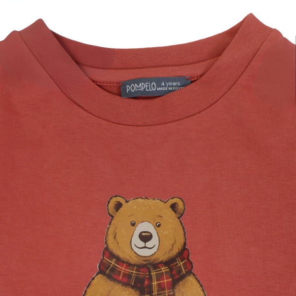 Boys Cotton Long-Sleeved T-Shirt – Teddy Bear Print