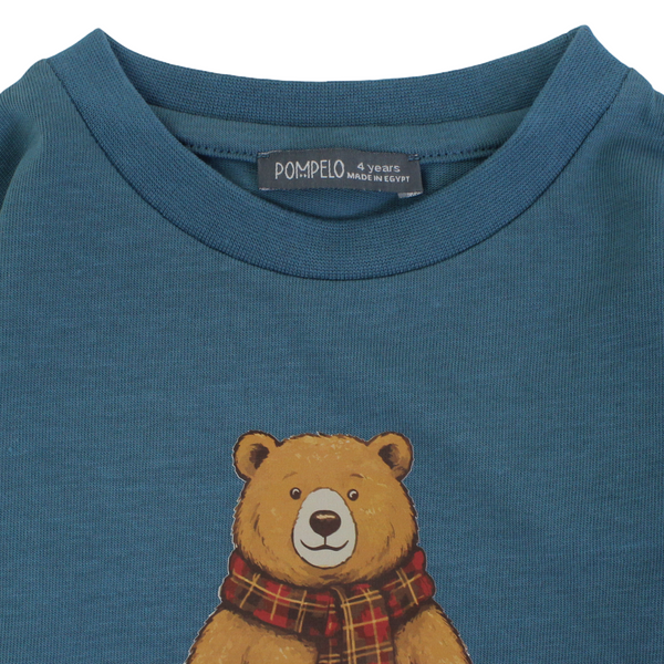 Boys Cotton Long-Sleeved T-Shirt – Teddy Bear Print