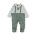 Unisex Baby Velvet Footie – Off-White & Mint