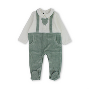 Unisex Baby Velvet Footie – Off-White & Mint - Clothing - Pompelo