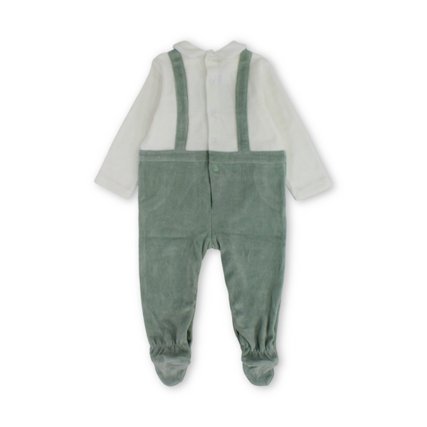 Unisex Baby Velvet Footie – Off-White & Mint