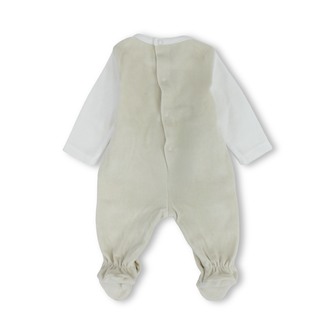 Baby Boys Velvet Baby Footie – Camel with "I Love My Daddy" Print