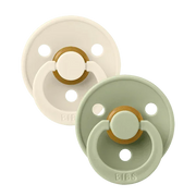 Pack of 2 - BIBS Pacifier Colour Latex Size 1 Symmetrical Ivory/Sage - Baby Essentials
