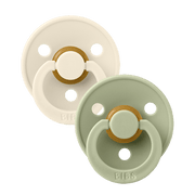 BIBS Pacifier Colour 2 PACK Latex Size 2 Symmetrical Ivory/Sage