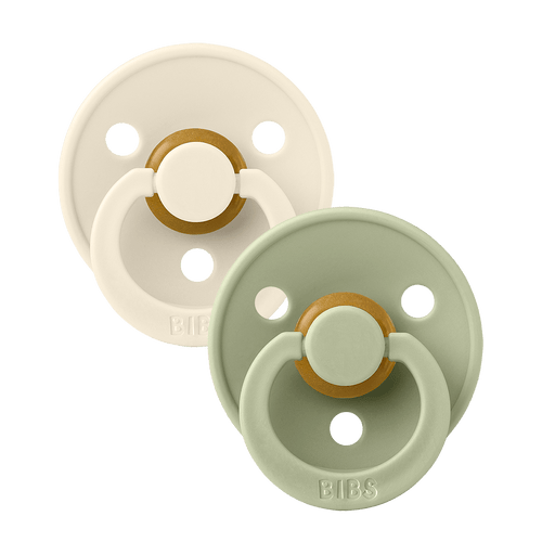 BIBS Pacifier Colour 2 PACK Latex Size 2 Symmetrical Ivory/Sage