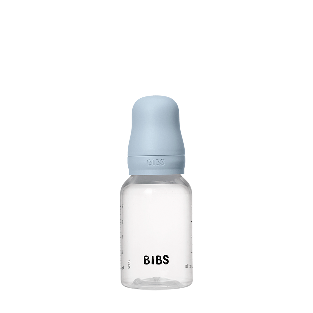 BIBS Round Silicone Baby Bottle 1-Pack 150 ml Slow Flow – Baby Blue