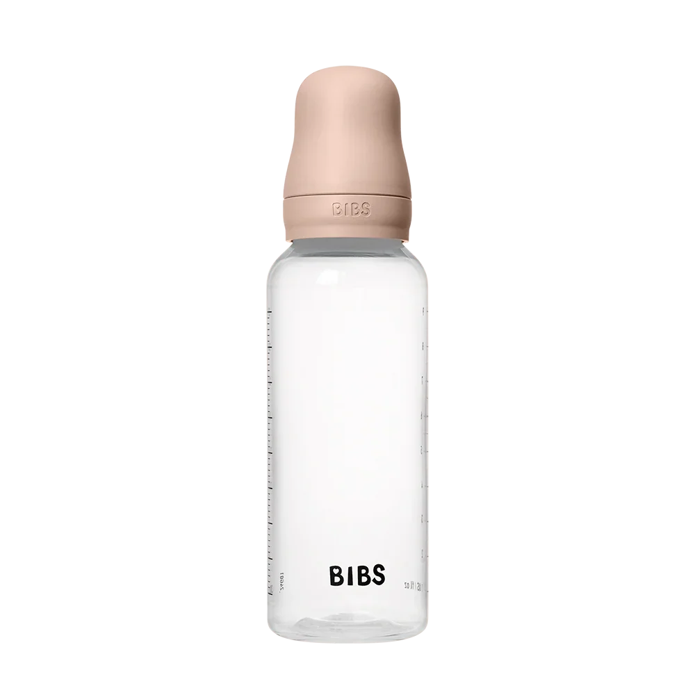 BIBS Round Silicone Baby Bottle 1-Pack 270 ml Medium Flow – Blush - Baby Essentials