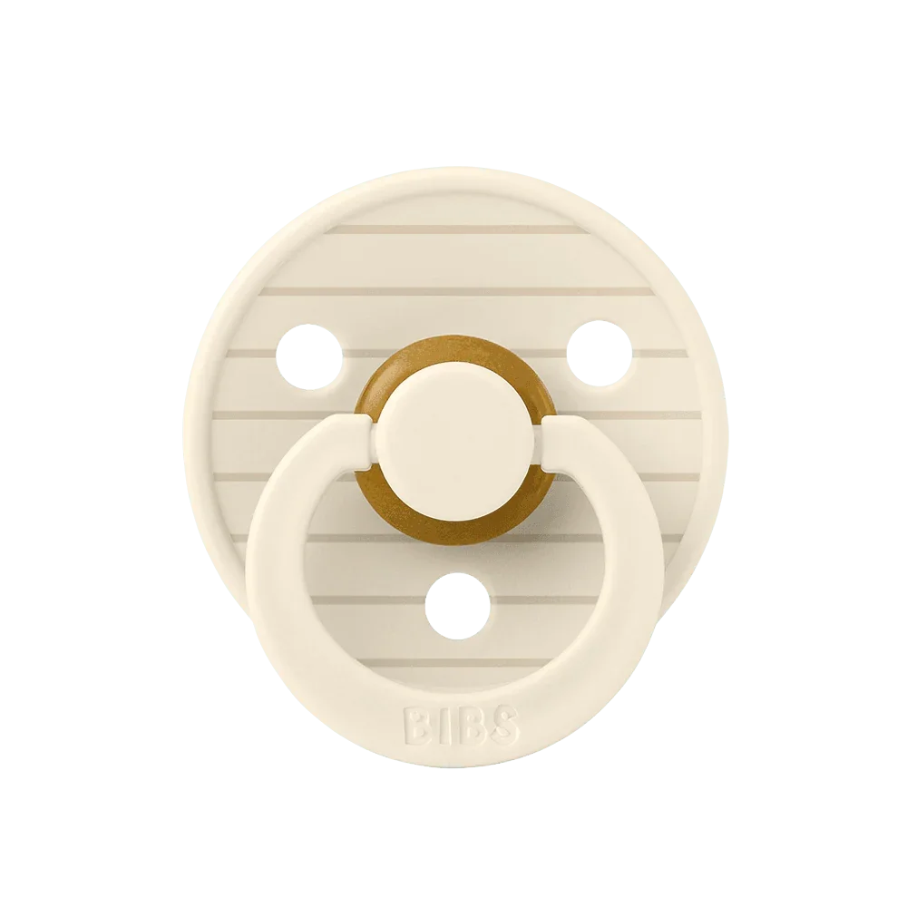 Pack of 2 - BIBS Pacifier Studio Colour Pin Latex Size 2 Ivory Vanilla Mix