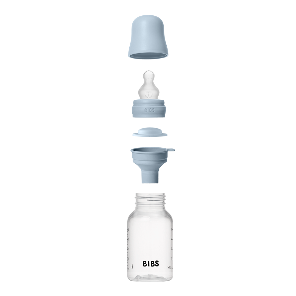 BIBS Round Silicone Baby Bottle 1-Pack 150 ml Slow Flow – Baby Blue