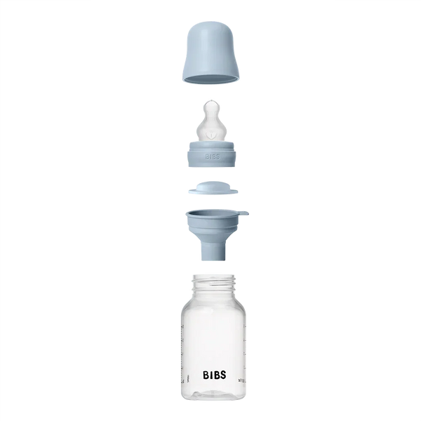 BIBS Round Silicone Baby Bottle 1-Pack 150 ml Slow Flow – Baby Blue