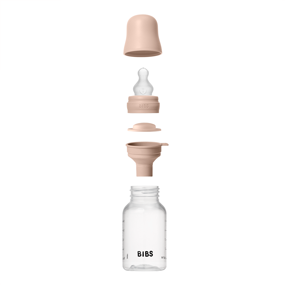 BIBS Round Silicone Baby Bottle 1-Pack 150 ml Slow Flow – Blush